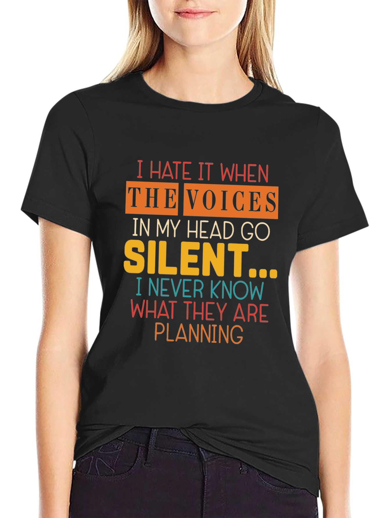 Black I Hate It When The Voices Go Silent T-Shirt view 2