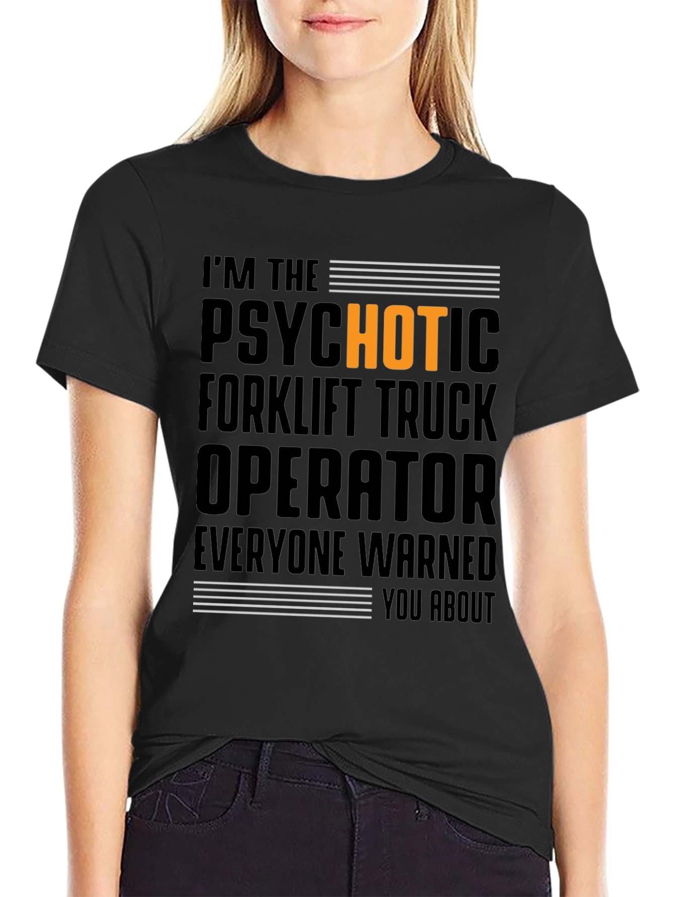 Black Psychotic Forklift Truck Operator Graphic T-Shirt view 2