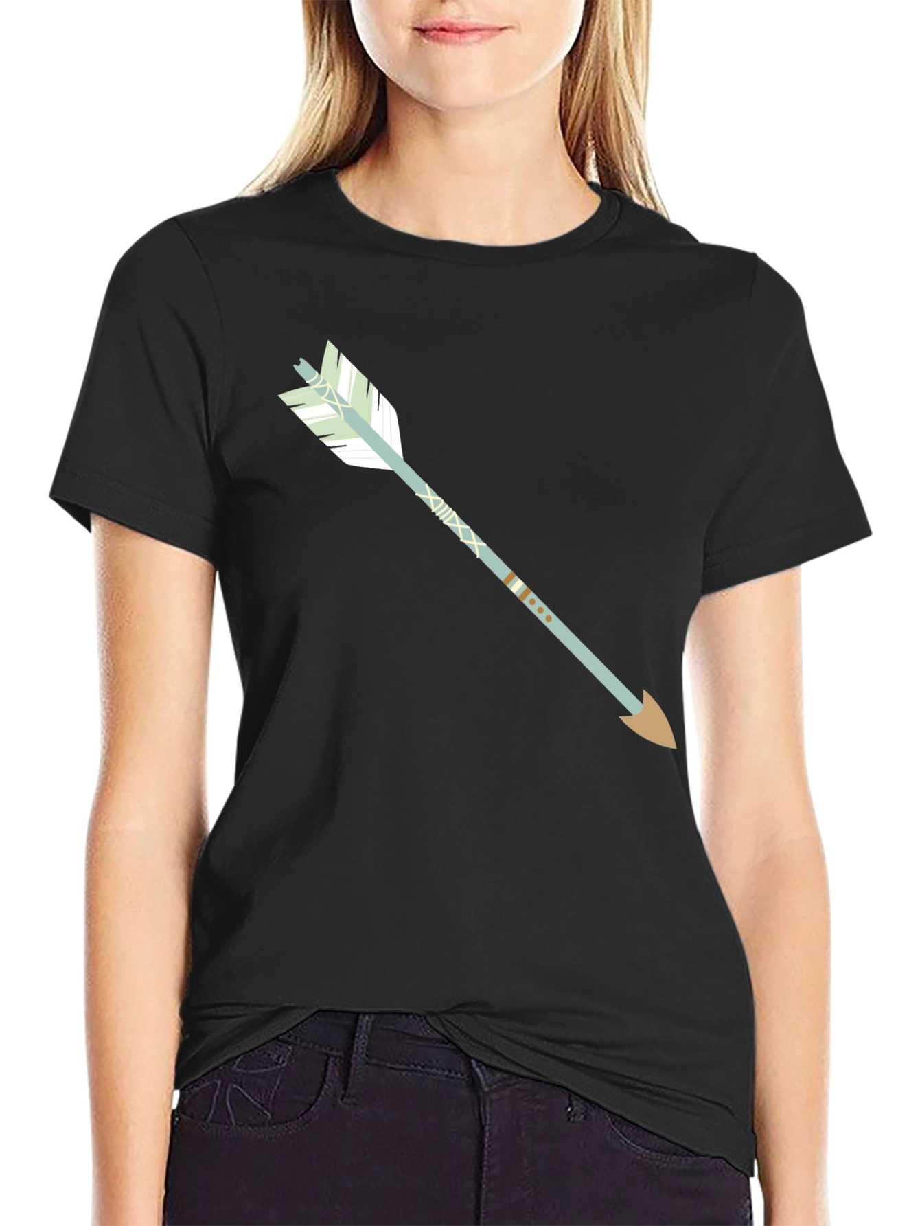 Black Modern Arrow Graphic Tee - Black view 2