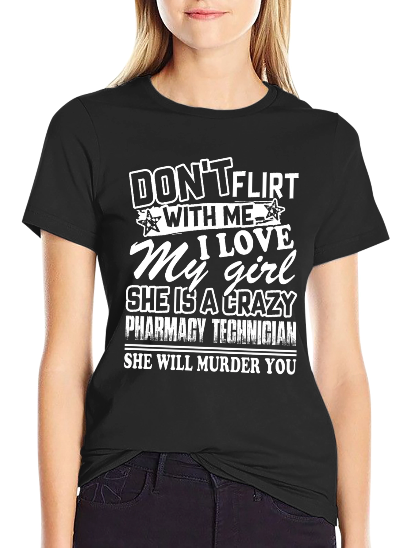 Black Crazy Pharmacy Technician T-Shirt view 2