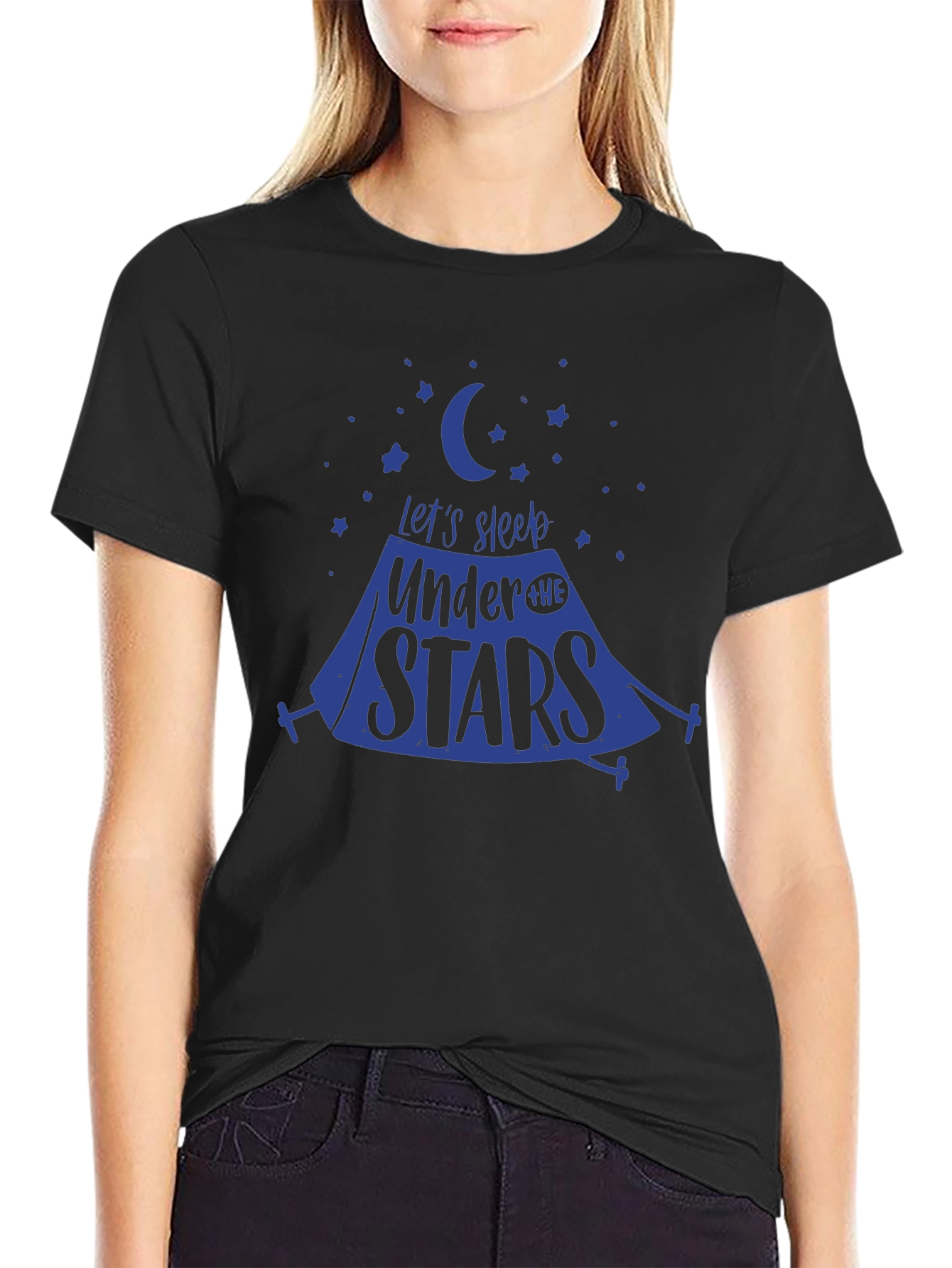 Black Let's Sleep Under the Stars Graphic Tee view 2