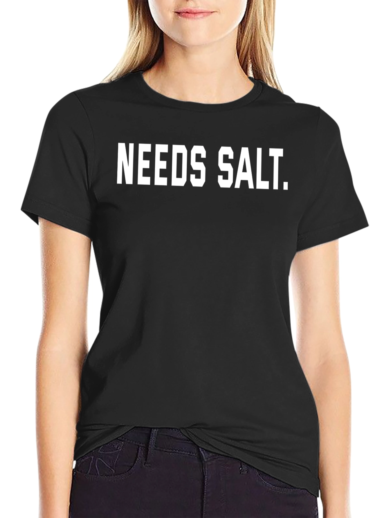 Black Needs Salt T-Shirt - Funny Foodie Tee view 2