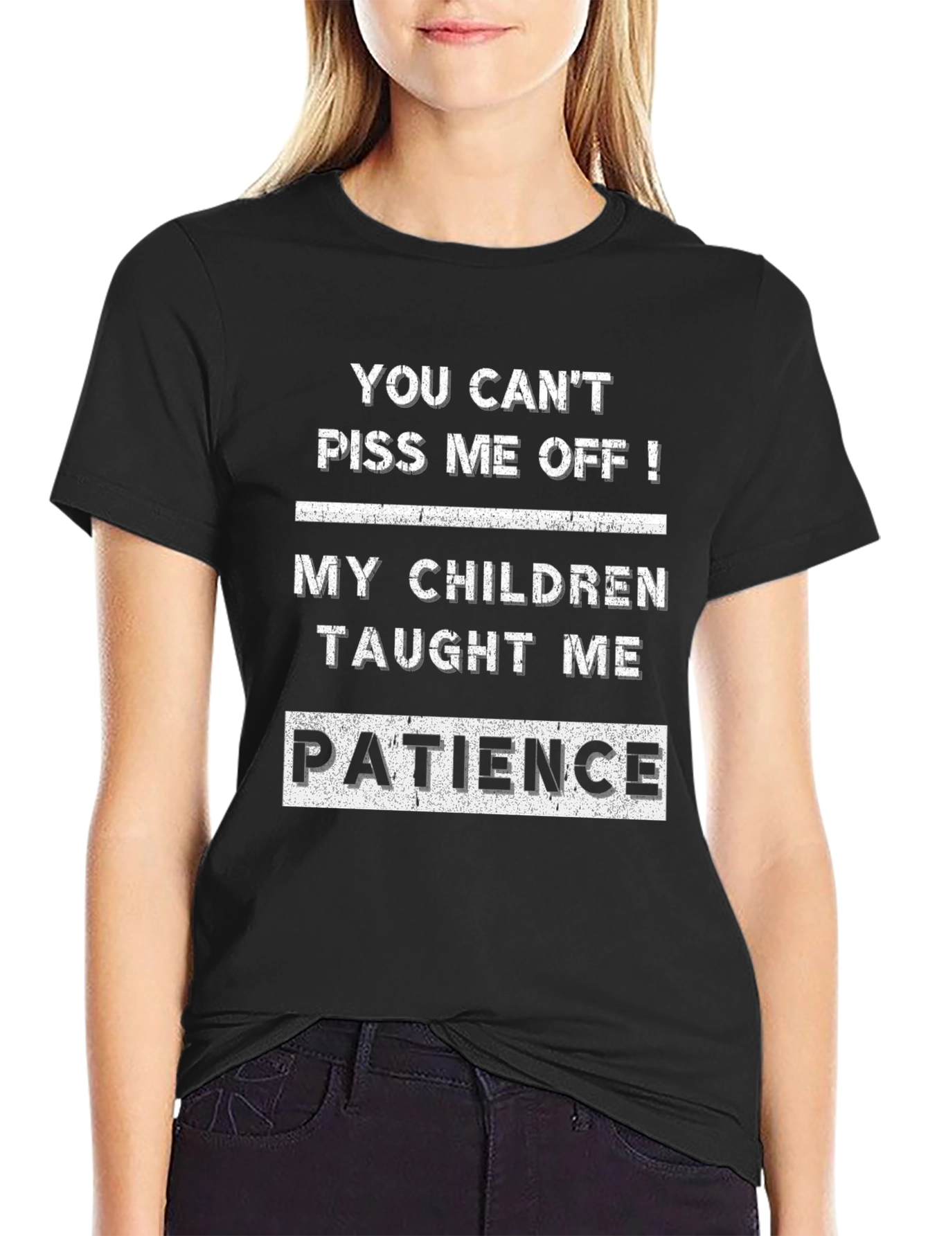 Black Funny Patience T-Shirt - My Children Taught Me view 2