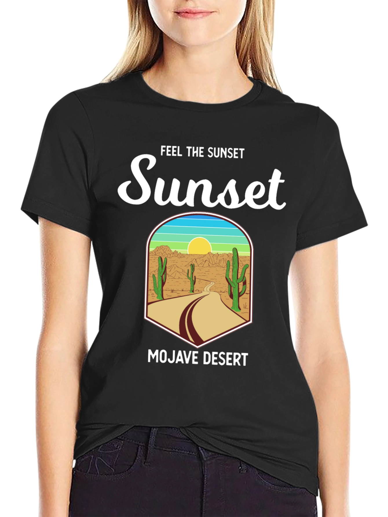 Black Mojave Desert Sunset Graphic Tee - Unisex view 2