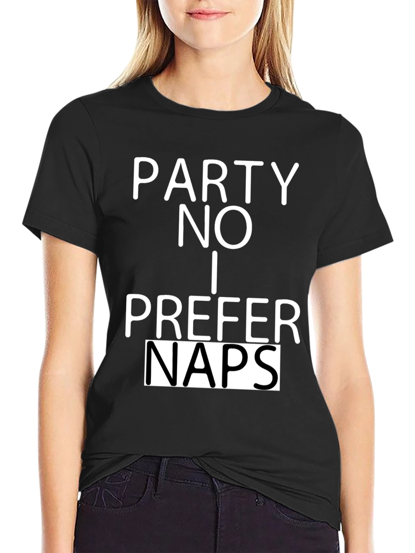 Black Party? No. I Prefer Naps Black Graphic T-Shirt view 2