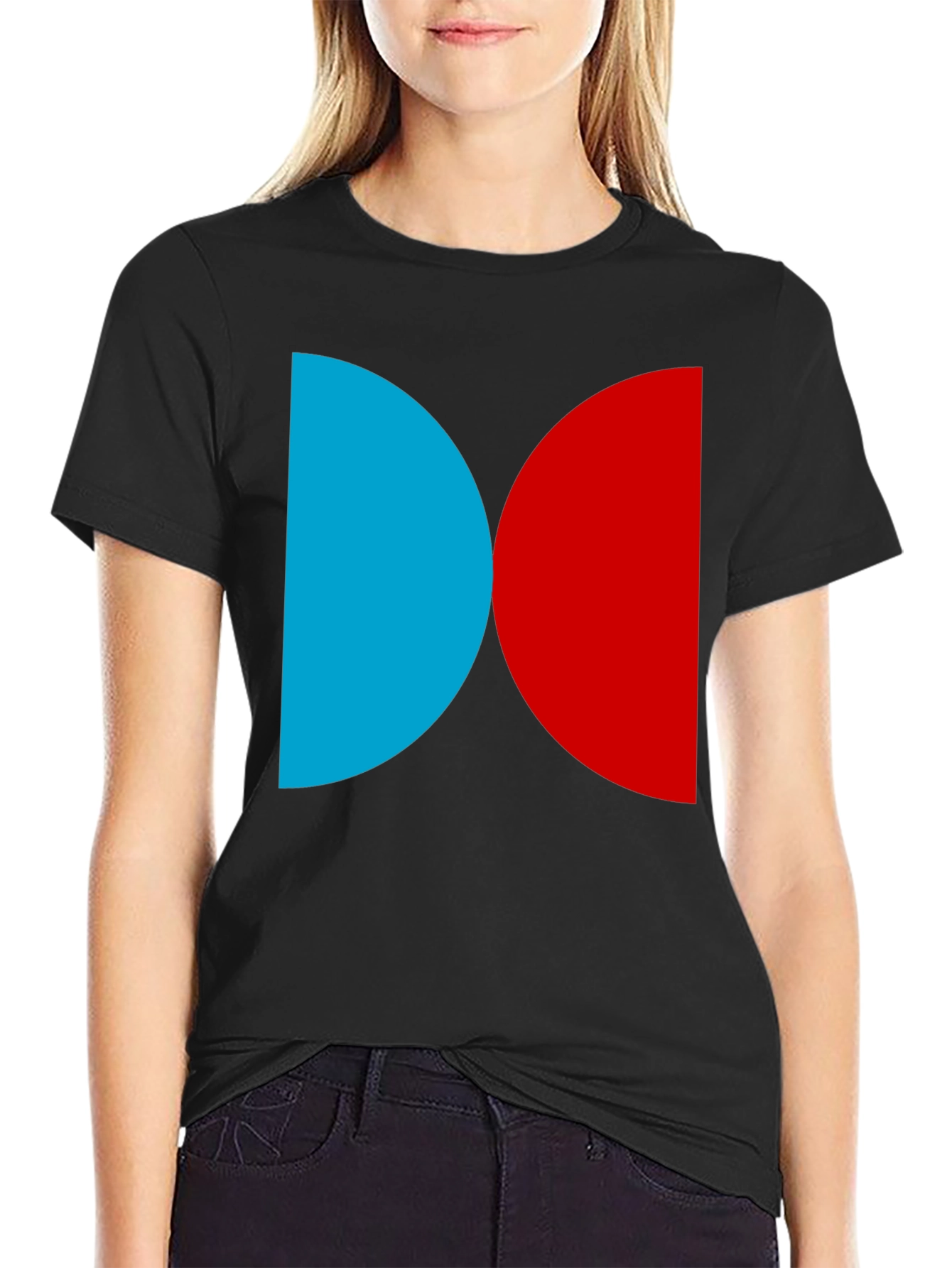 Black Modern Color Block T-Shirt view 2