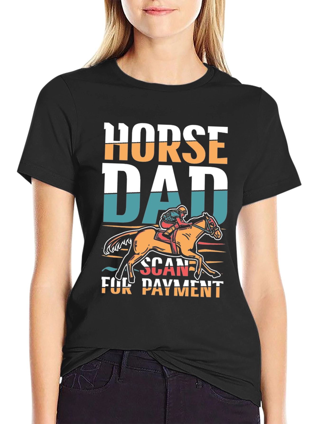 Black Horse Dad Scan For Payment Tee view 2