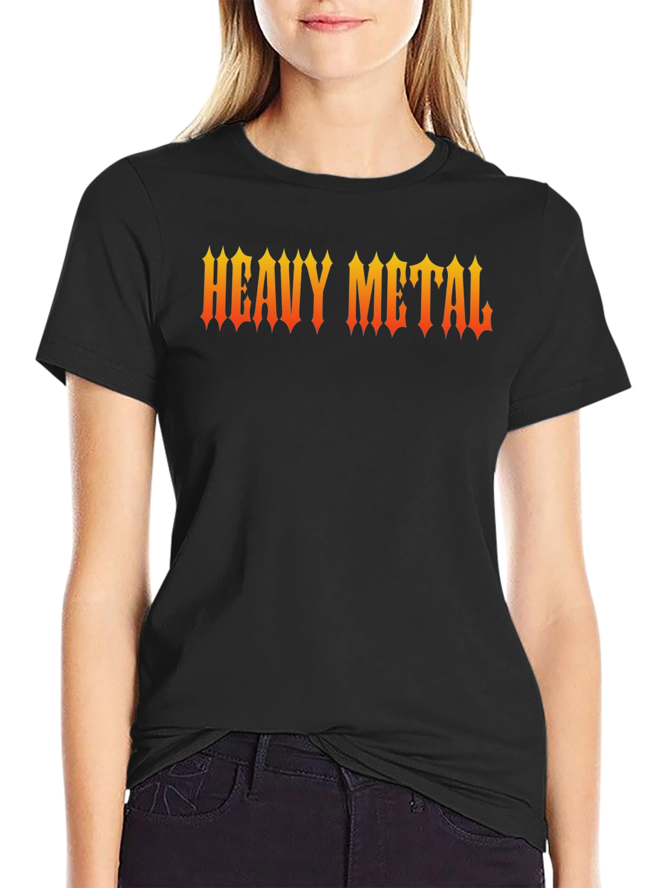 Black Heavy Metal Graphic Print Black T-Shirt view 2