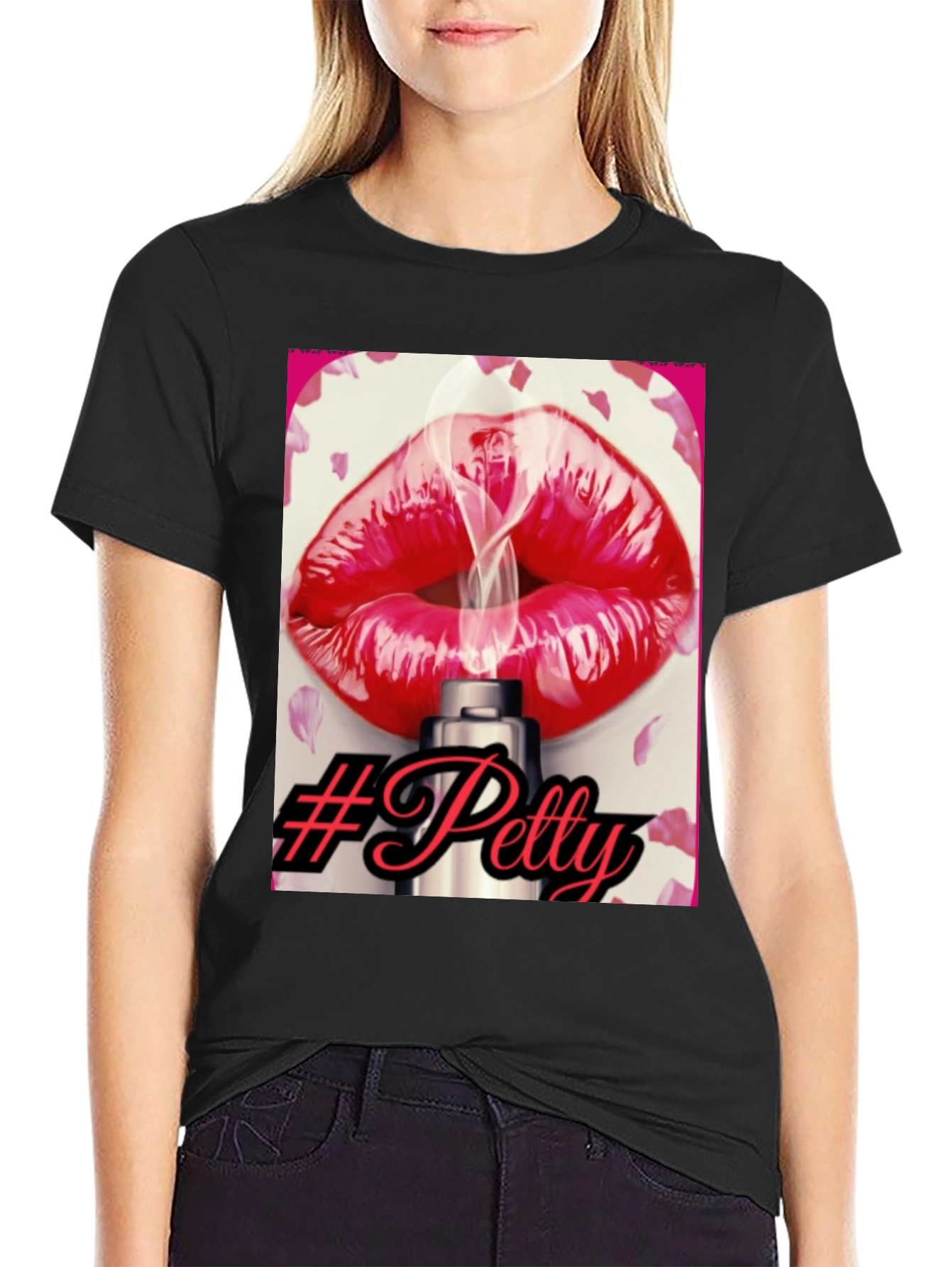 Black Petty Lips Graphic T-Shirt view 2