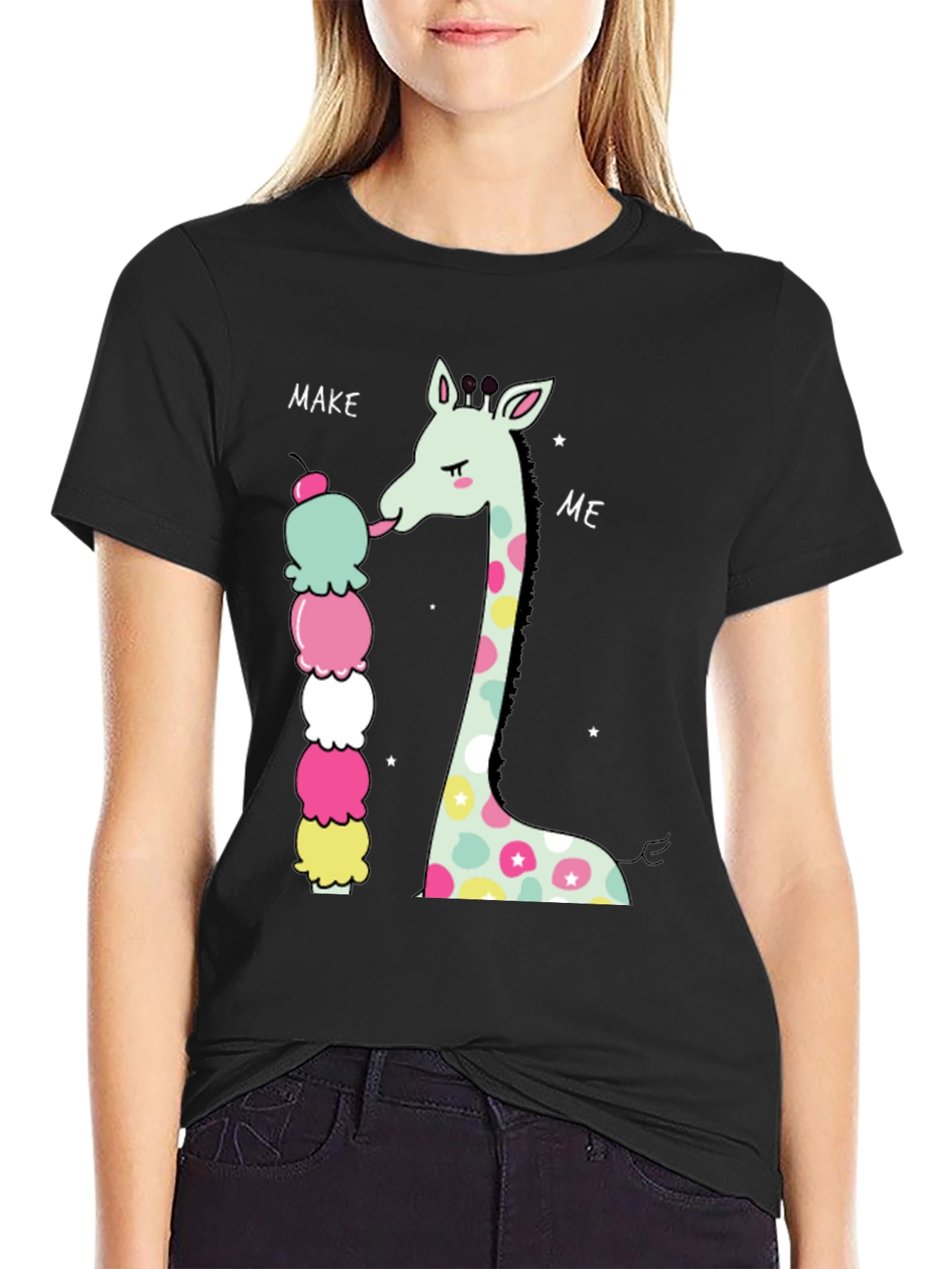 Black Giraffe Ice Cream Graphic T-Shirt view 2