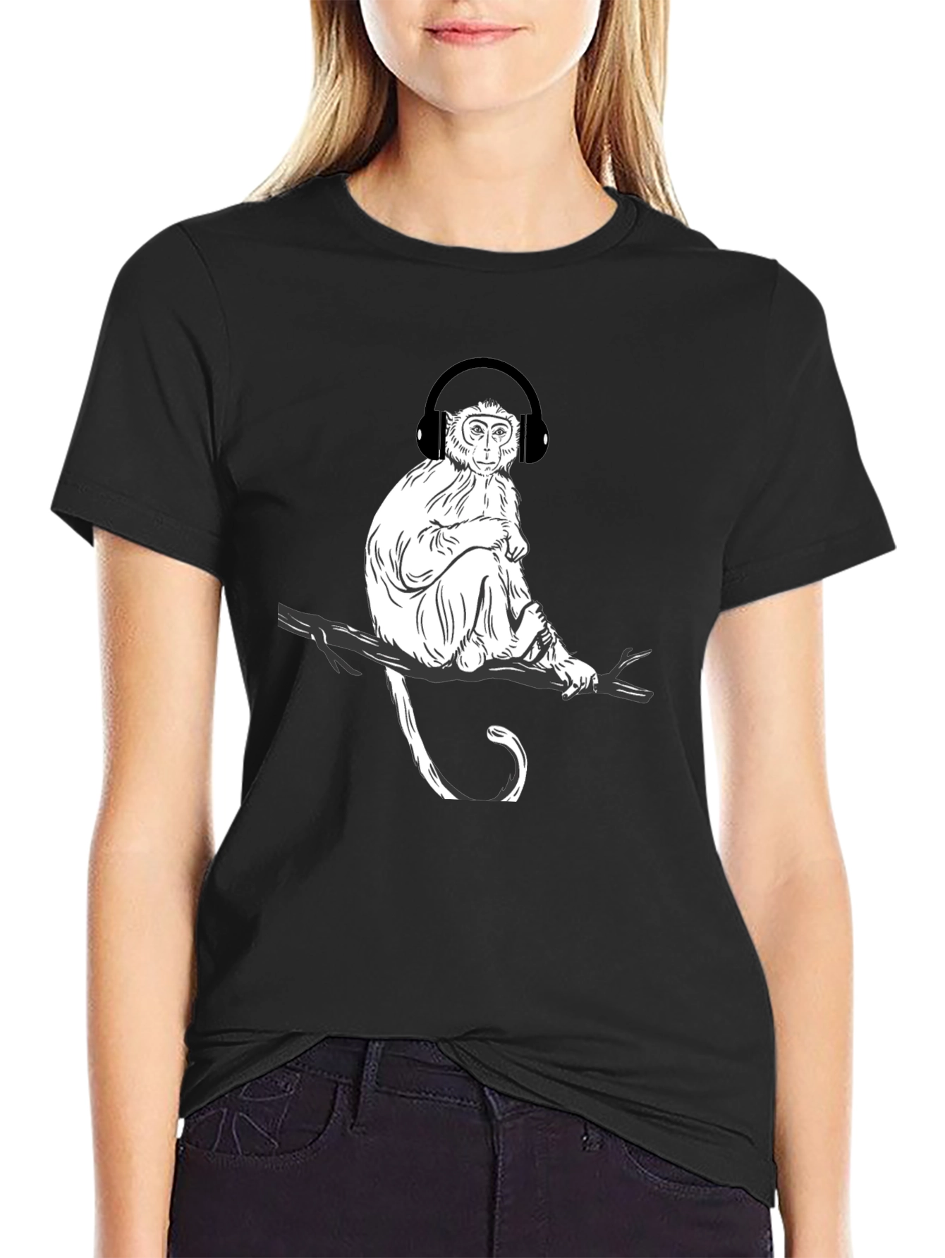 Black Monkey Music Graphic T-Shirt - Cool Casual Tee view 2