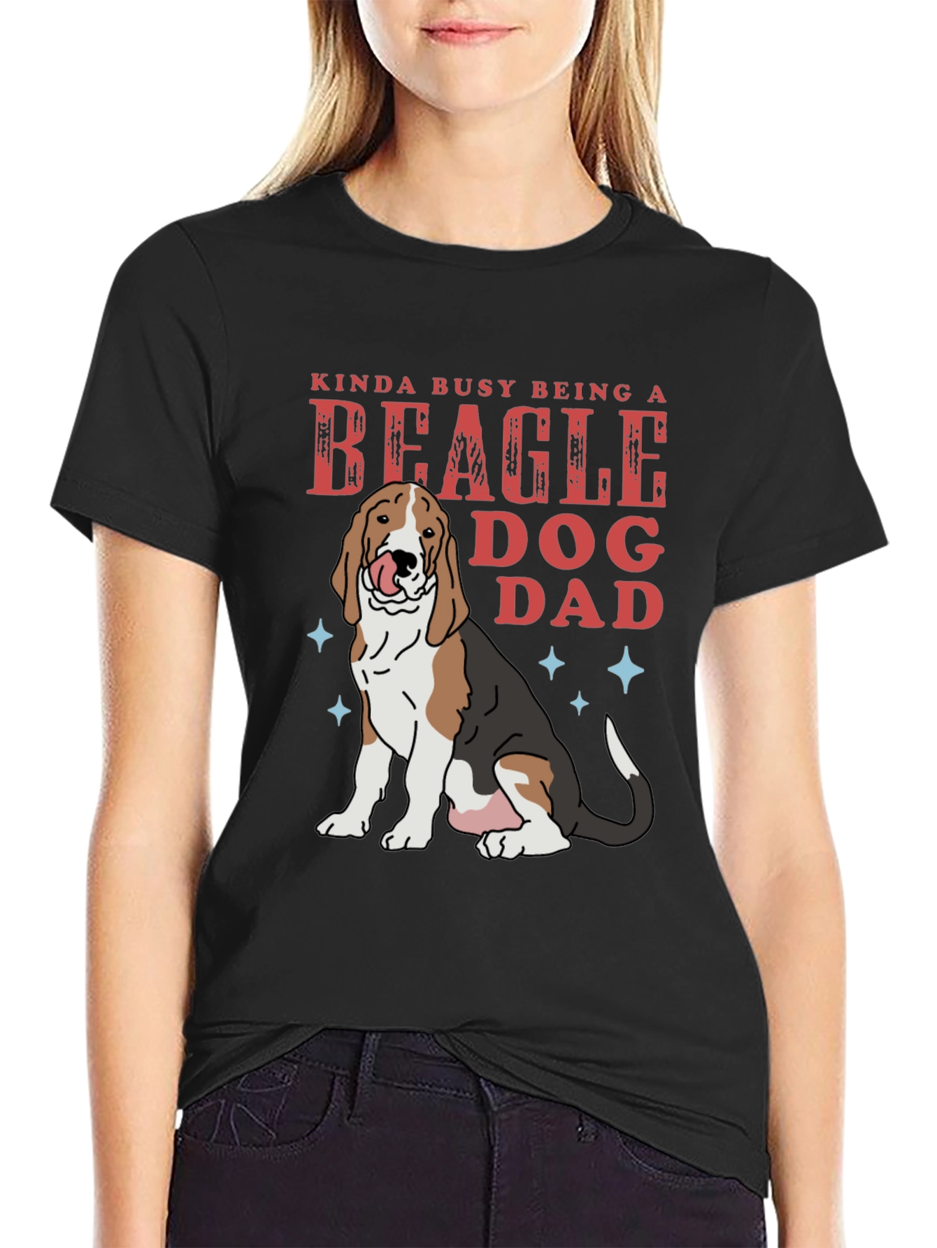 Black Beagle Dog Dad T-Shirt - Funny Pet Lover Tee view 2