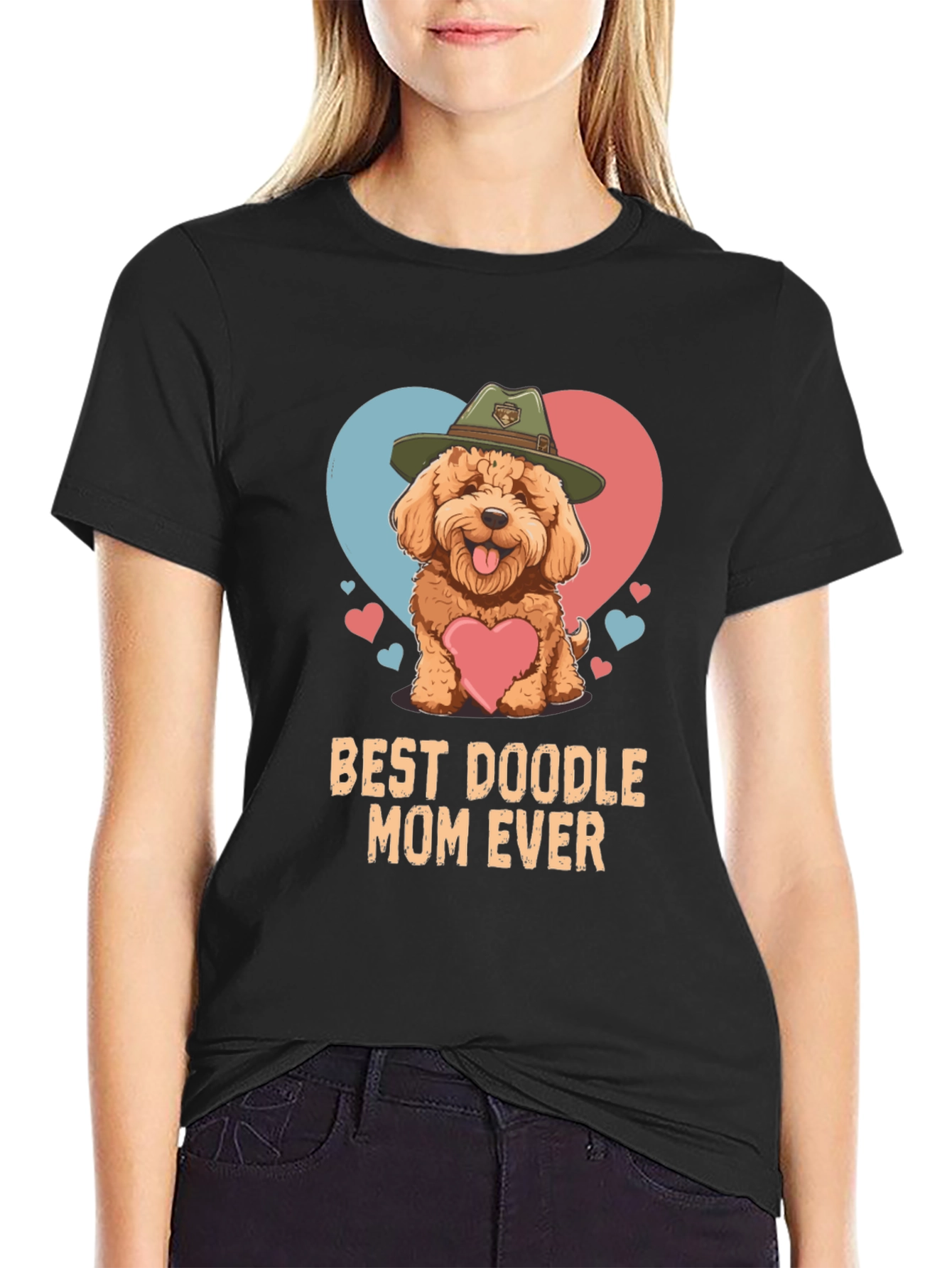 Black Best Doodle Mom Ever T-Shirt view 2