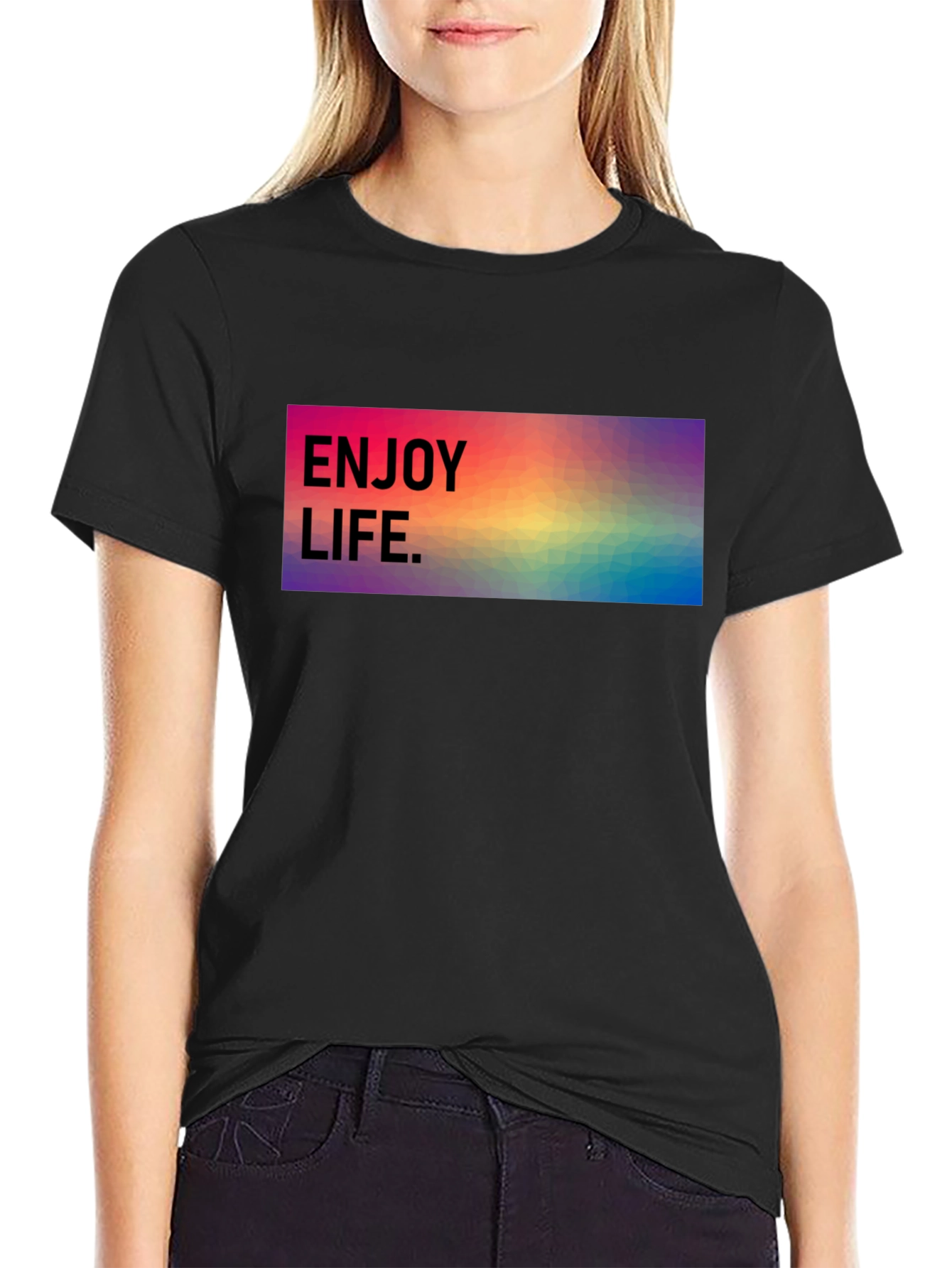 Black Enjoy Life Graphic Tee - Black view 2