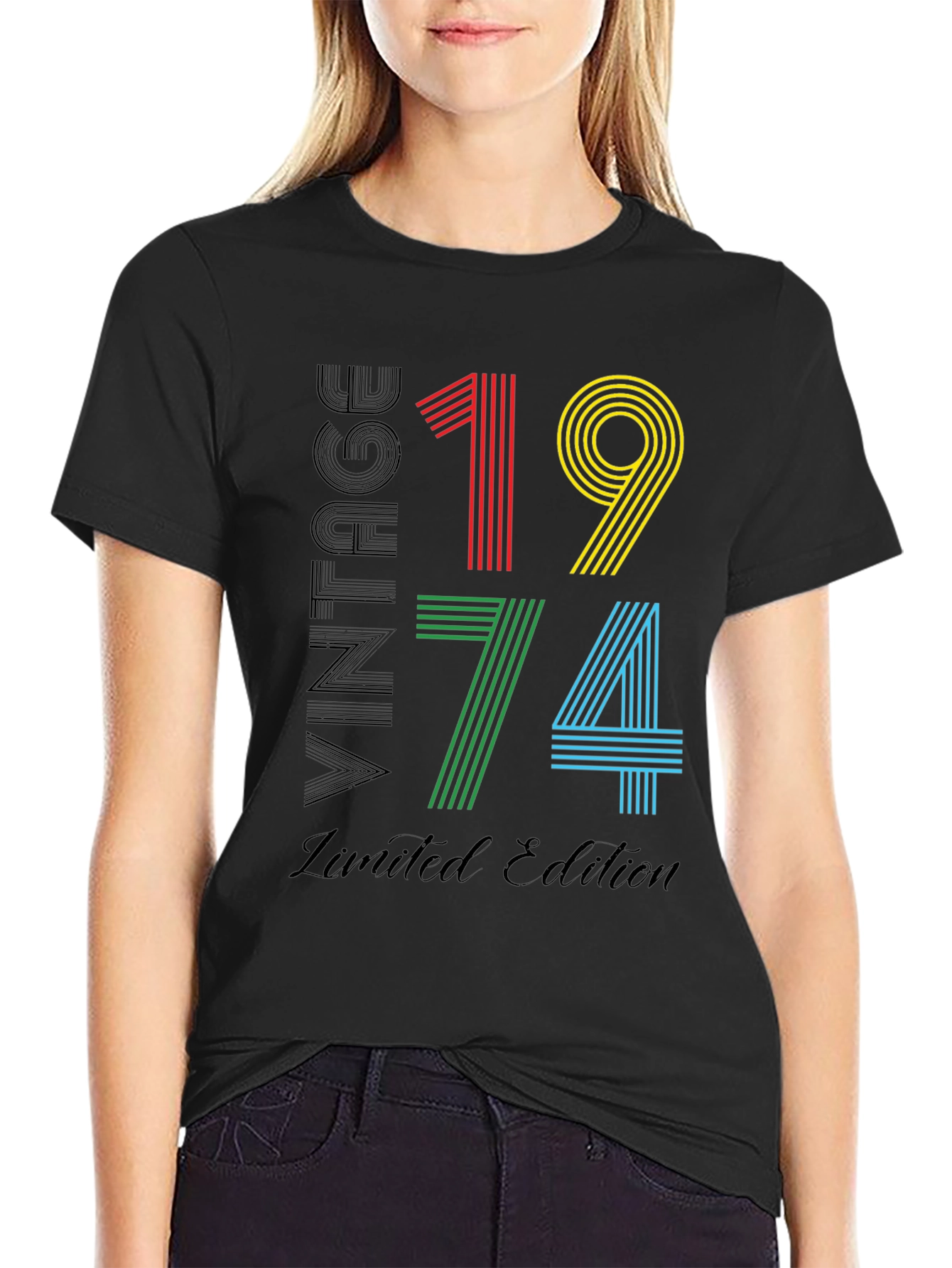 Black Vintage 1974 Limited Edition Graphic T-Shirt view 2