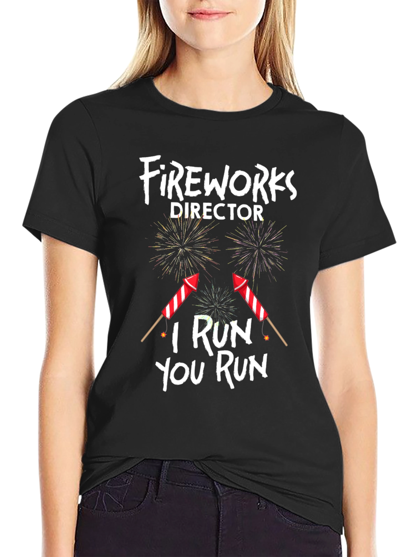 Black Fireworks Director Funny T-Shirt view 2