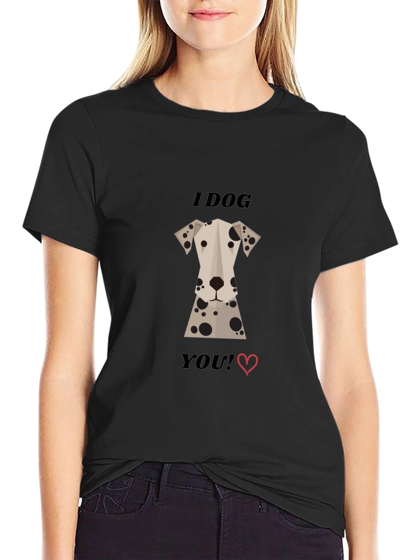 Black I Dog You! Dalmatian Graphic Tee - Black Cotton Blend view 2