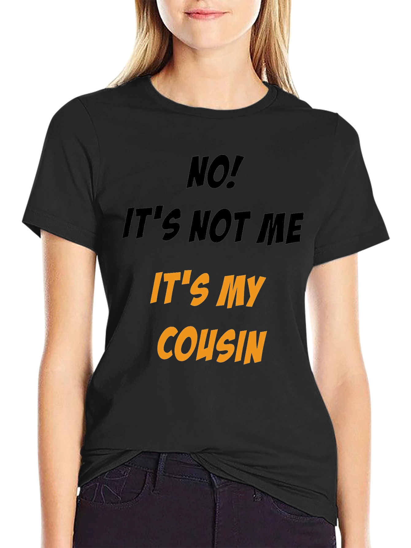 Black Funny "It's My Cousin" Graphic Tee view 2