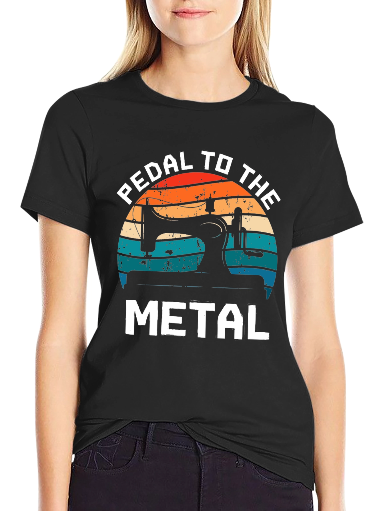 Black Pedal to the Metal Sewing T-Shirt view 2