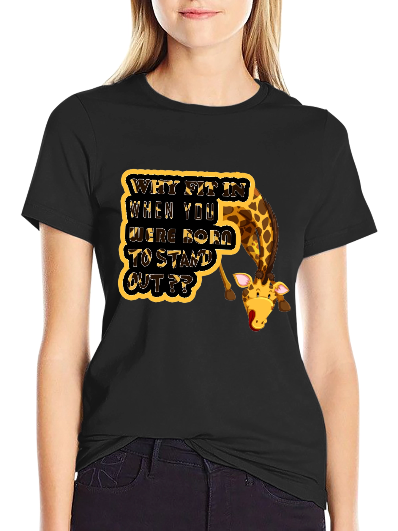 Black Stand Out Giraffe T-Shirt view 2