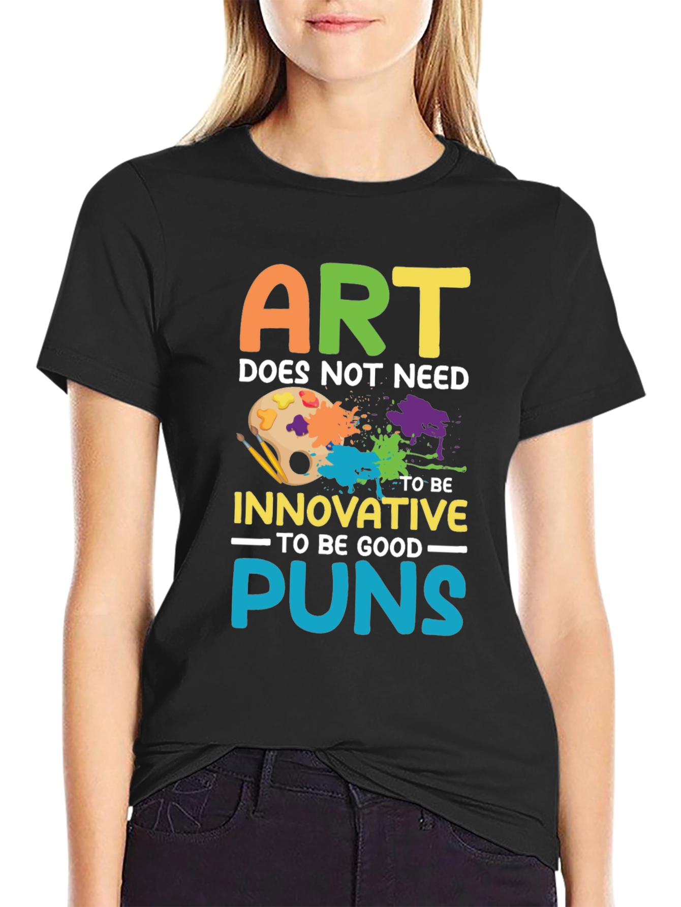 Black Art Puns T-Shirt - Funny Artistic Humor Tee view 2