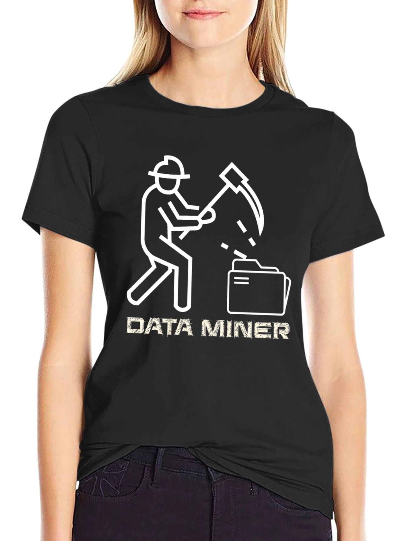 Black Data Miner T-Shirt - Unique Graphic Tee view 2