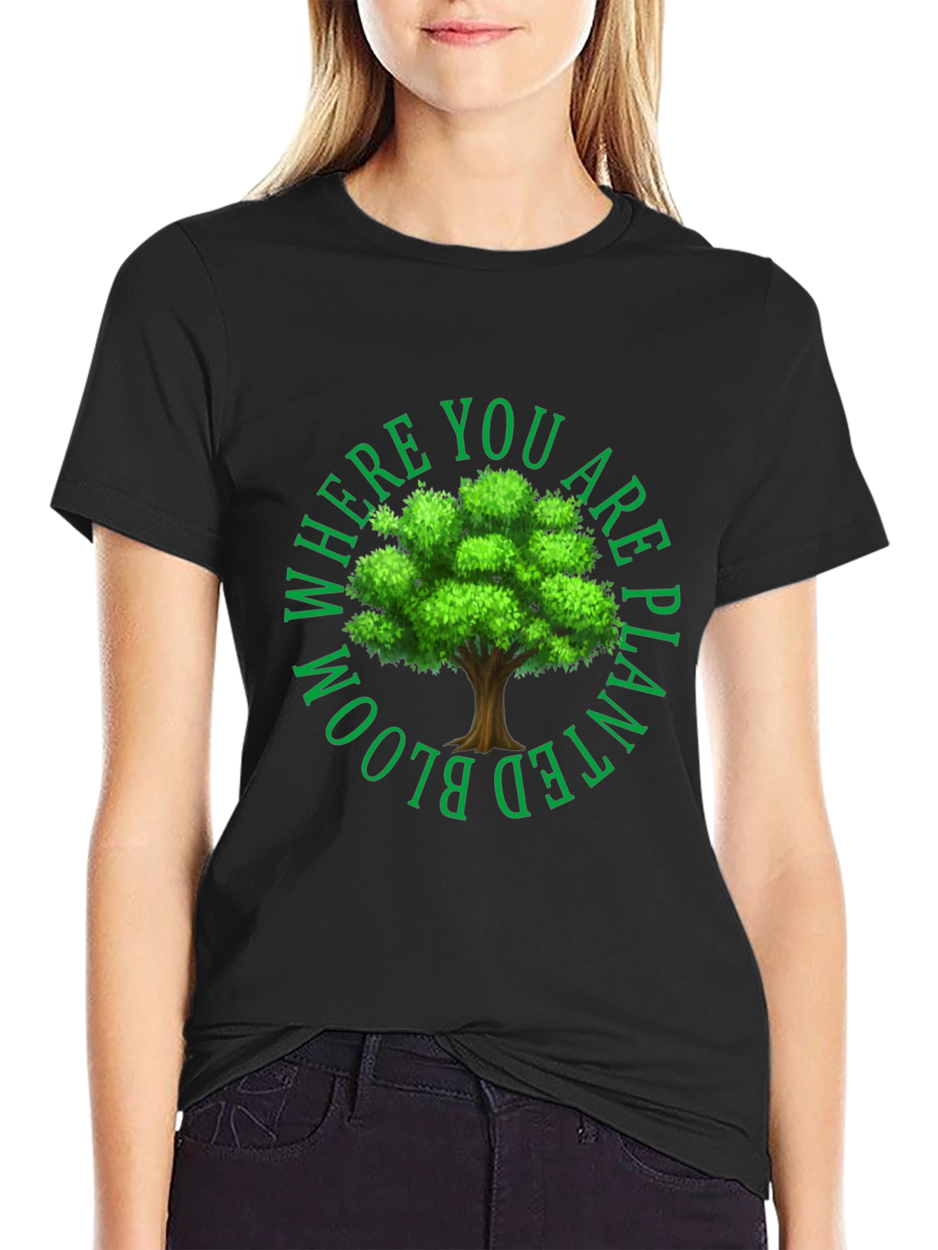Black Bloom Where You Are Planted Tee view 2