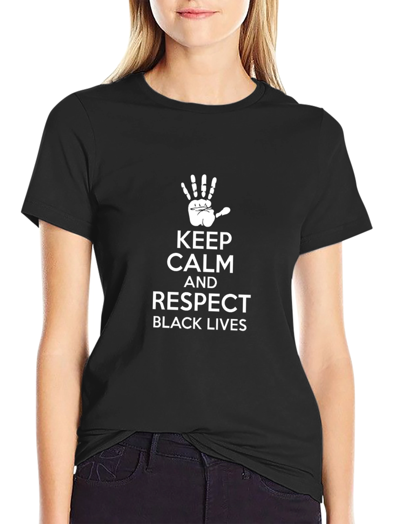 Black Keep Calm and Respect Black Lives T-Shirt view 2