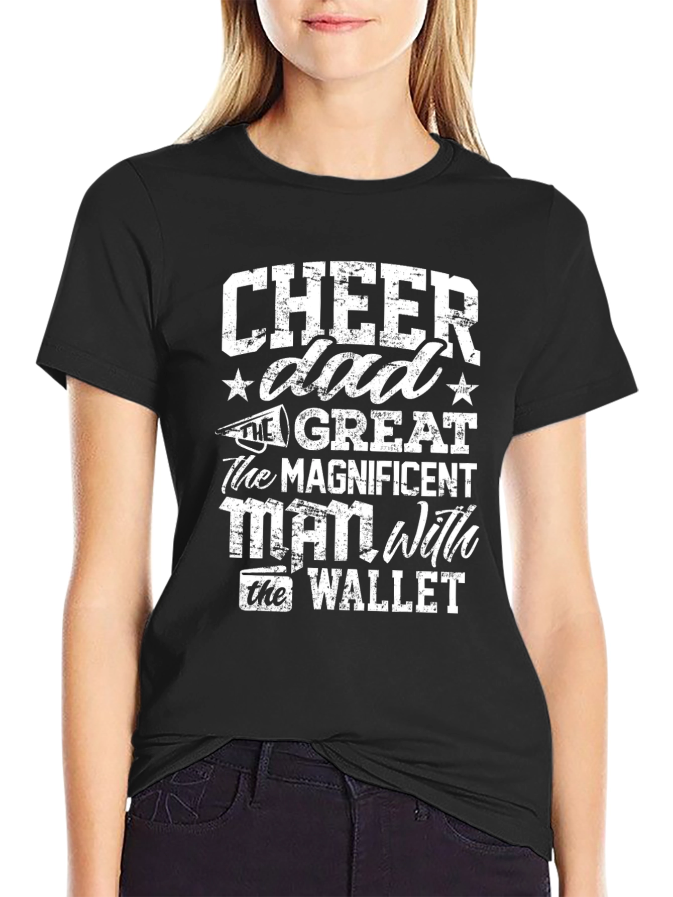Black Cheer Dad T-Shirt - Great Man With the Wallet view 2