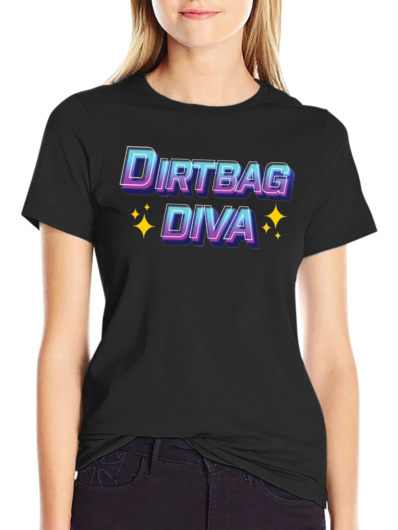 Black Dirtbag Diva T-Shirt - Novelty Graphic Tee view 2