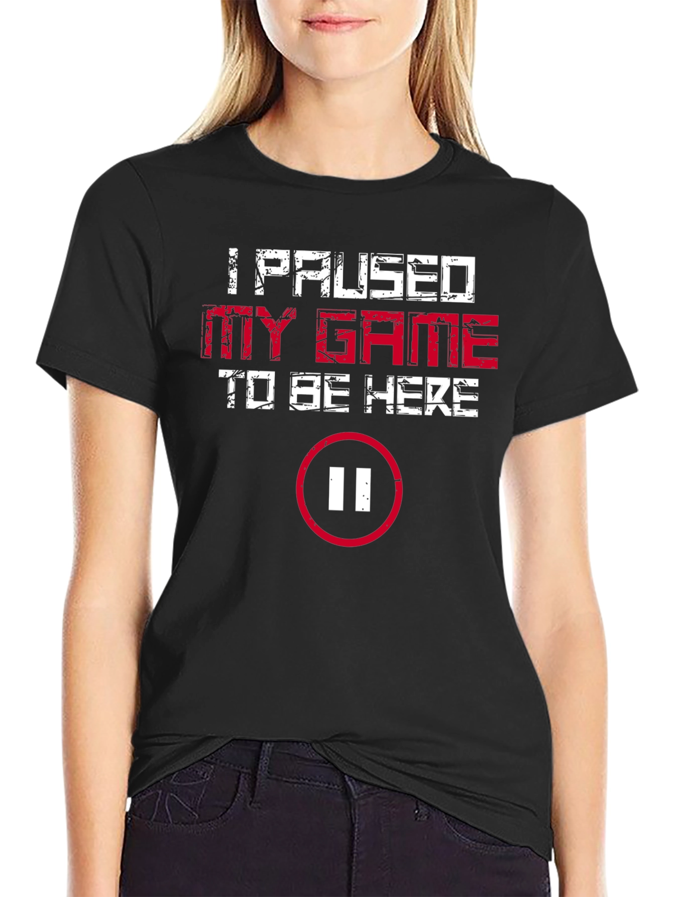 Black I Paused My Game Graphic T-Shirt - Gamer Humor Tee view 2