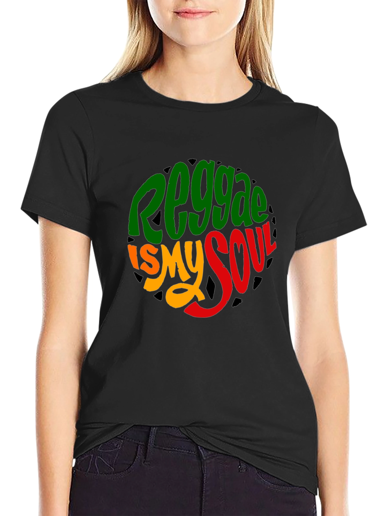 Black Reggae Is My Soul T-Shirt - Rasta Colors view 2