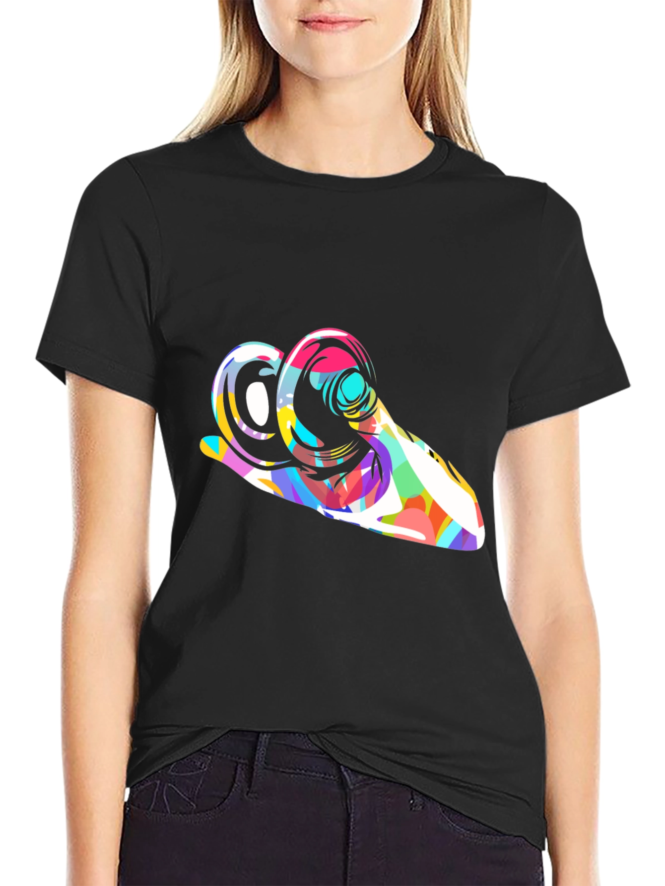 Black Abstract Ram Graphic Tee - Modern Art Shirt view 2