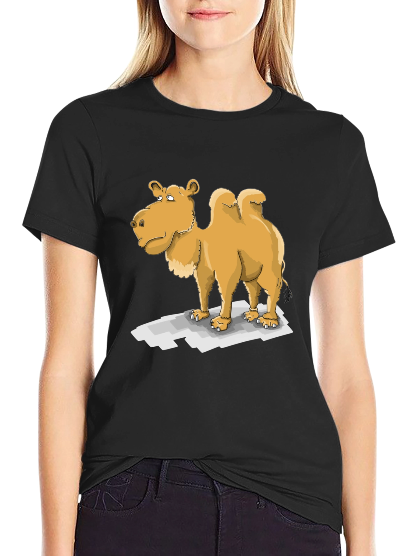 Black Camel Cartoon T-Shirt view 2