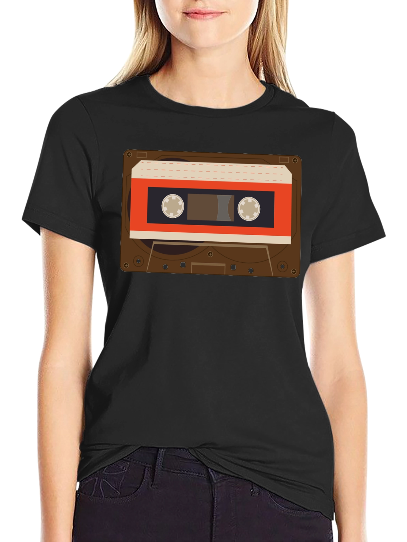 Black Retro Cassette Tape Graphic T-Shirt - Vintage Style view 2