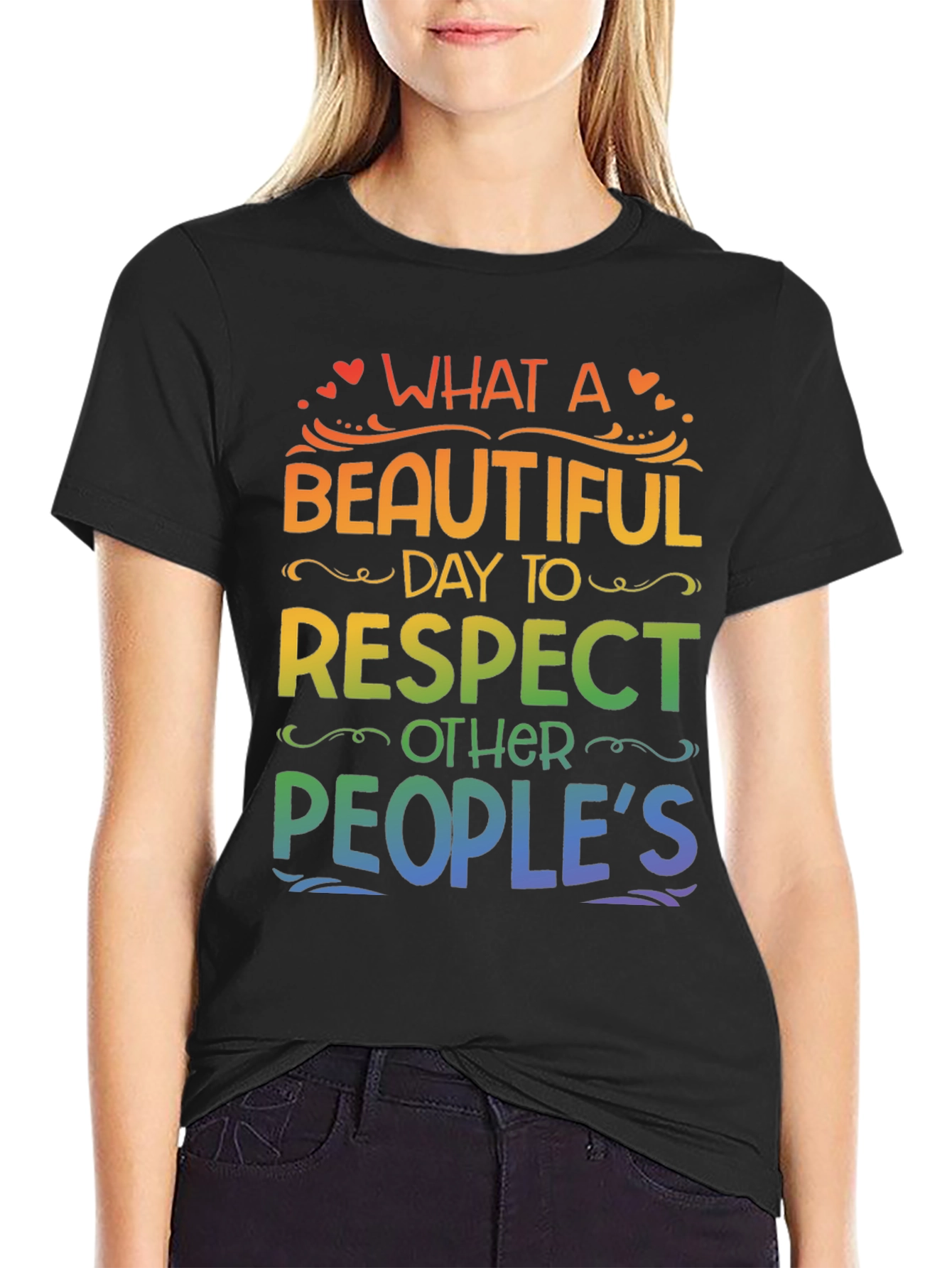 Black Rainbow Respect T-Shirt view 2