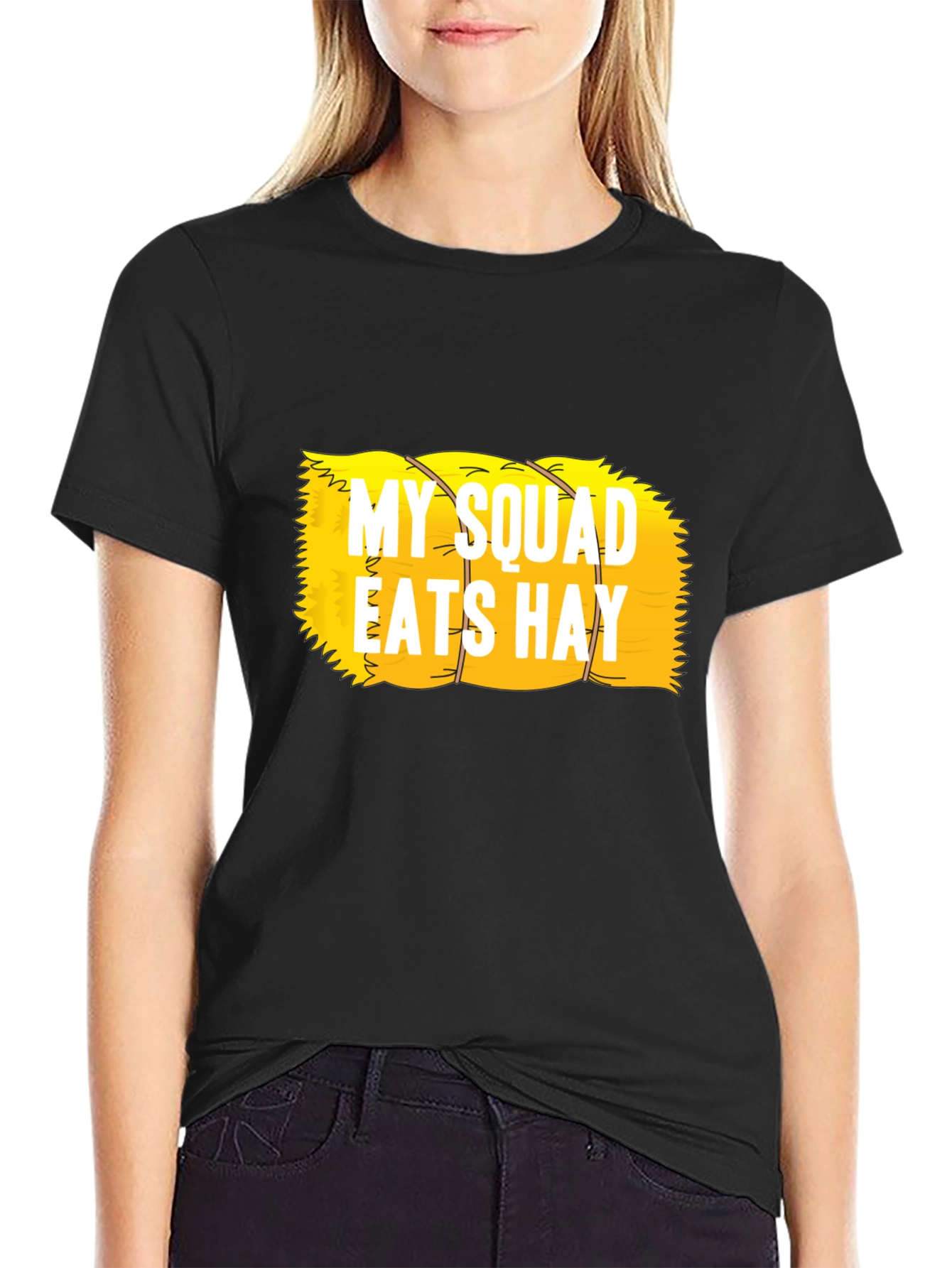 Black My Squad Eats Hay Funny T-Shirt view 2