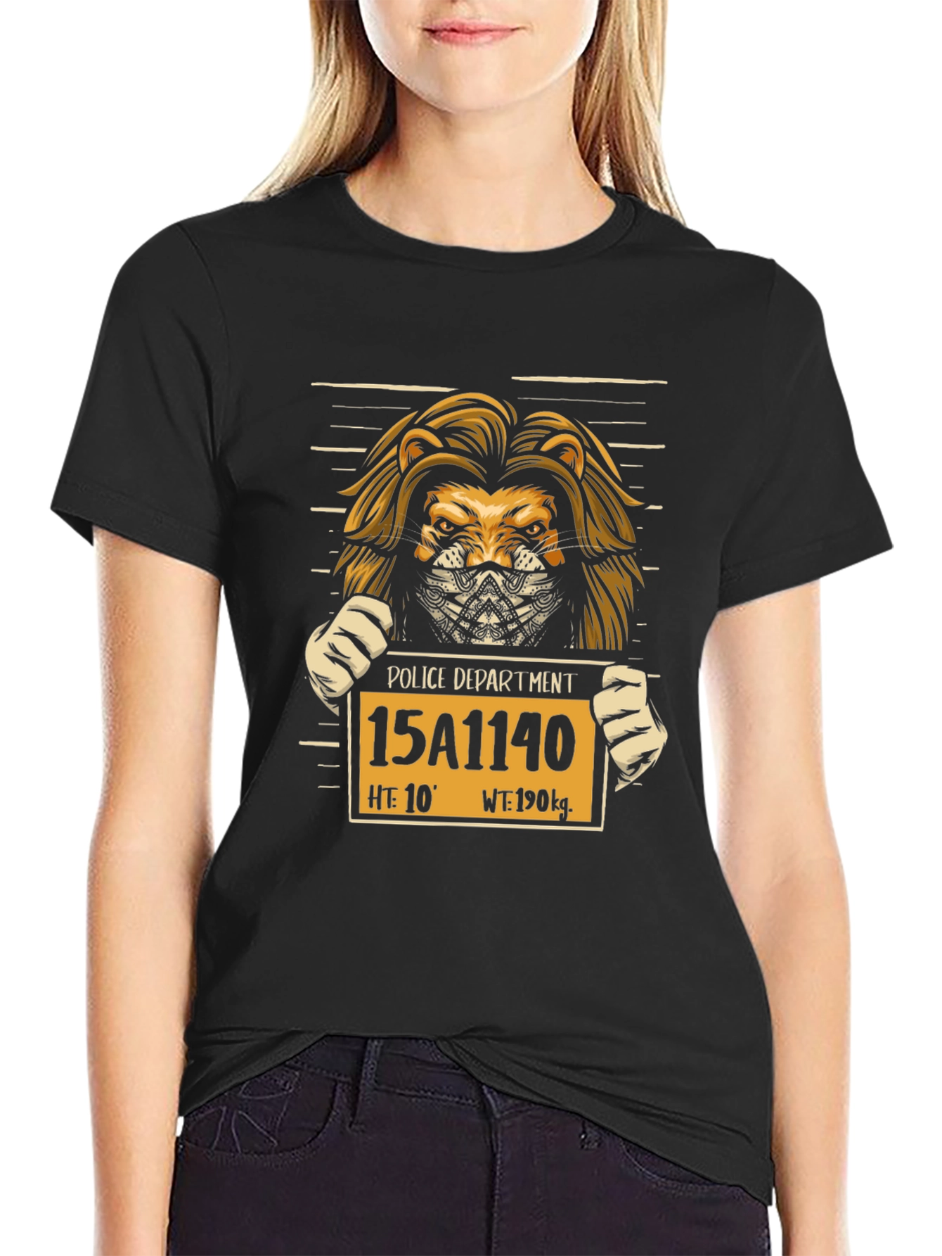 Black Lion Mugshot Graphic T-Shirt - Black view 2