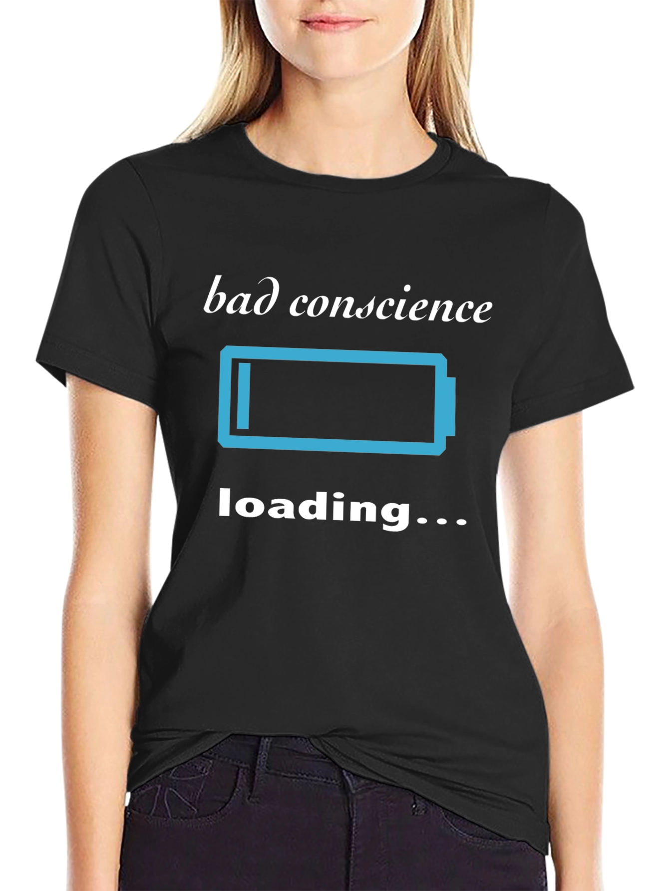 Black Bad Conscience Loading T-Shirt - Funny Sarcastic Tee view 2
