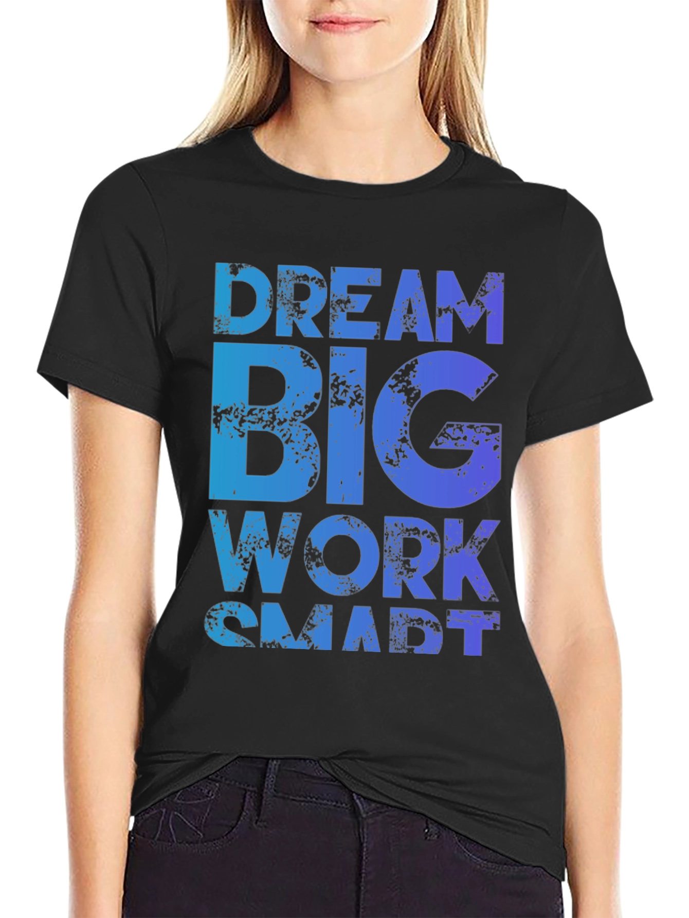 Black Dream Big Work Smart Black T-Shirt view 2