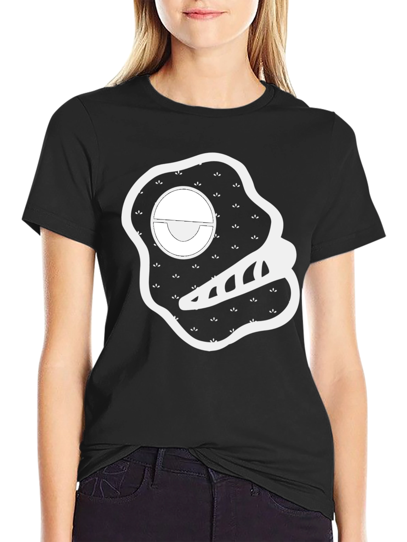 Black Modern Graphic Print Black T-Shirt view 2