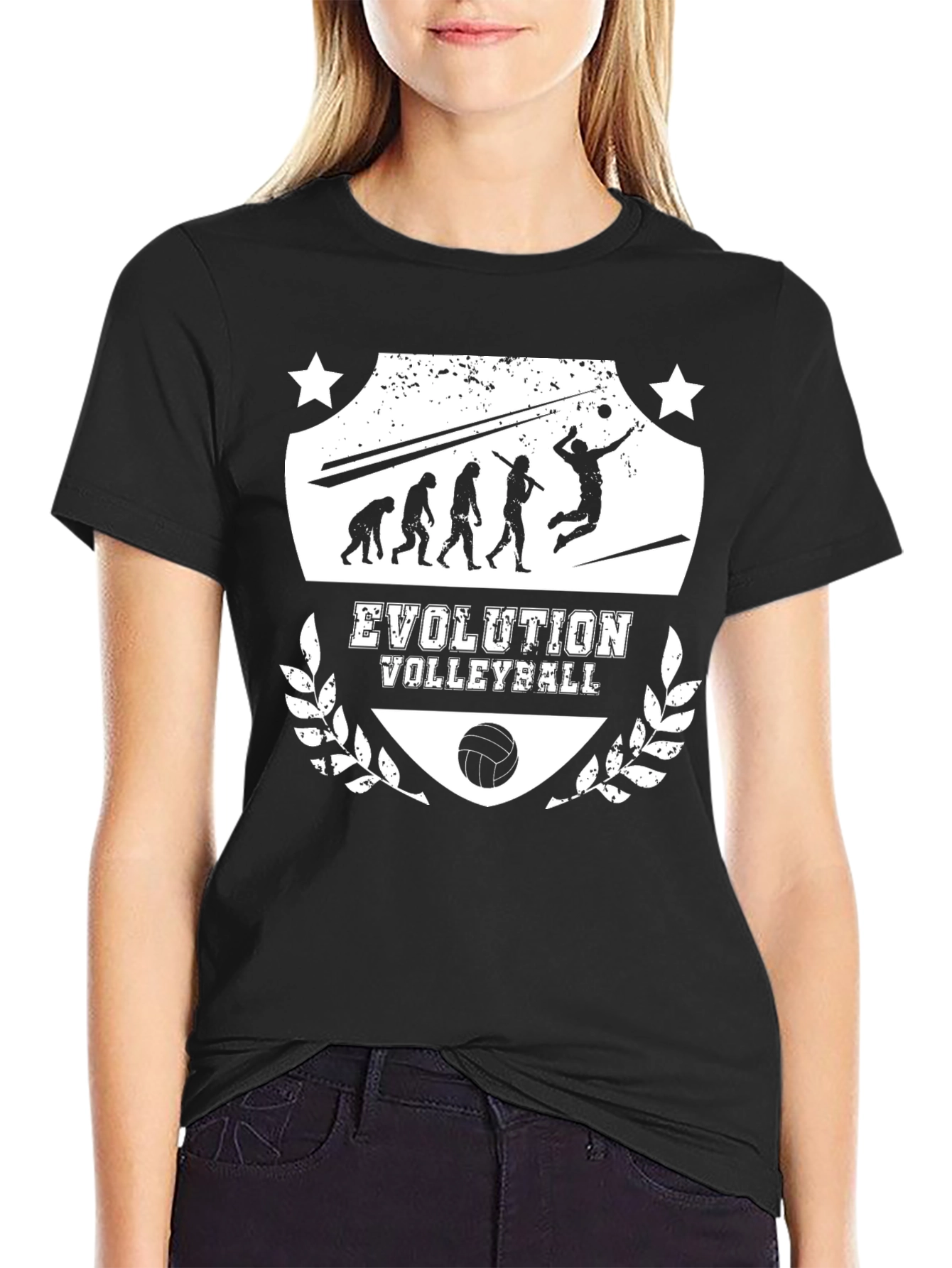 Black Evolution Volleyball Black Graphic T-Shirt view 2