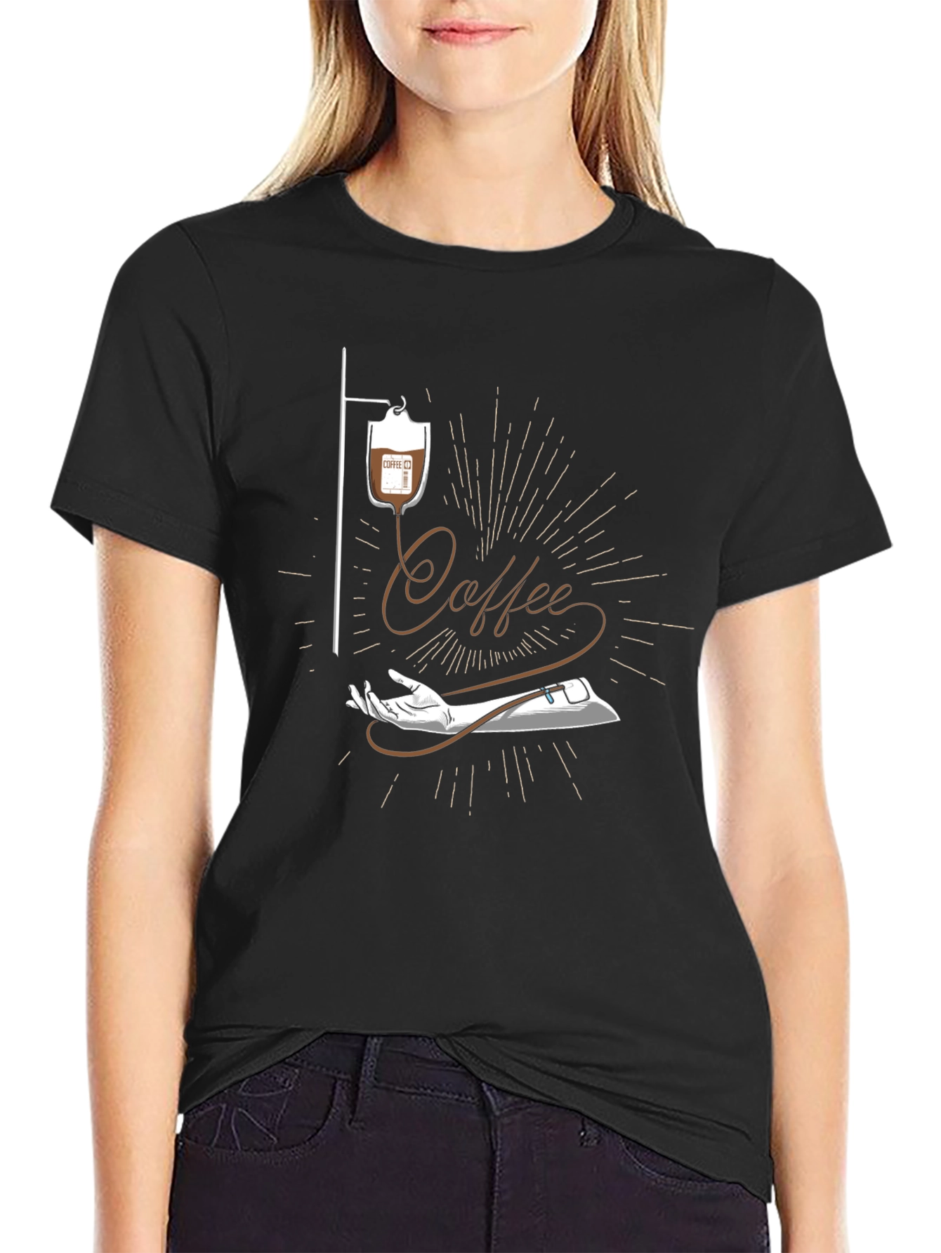 Black Coffee Drip T-Shirt - Caffeine Addict view 2