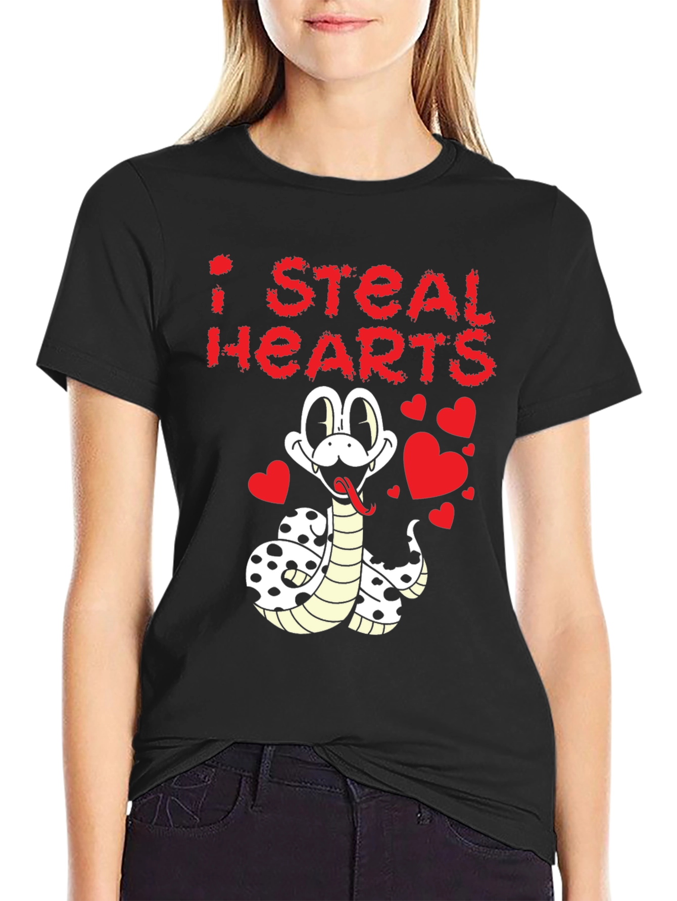 Black I Steal Hearts Snake Graphic Tee view 2