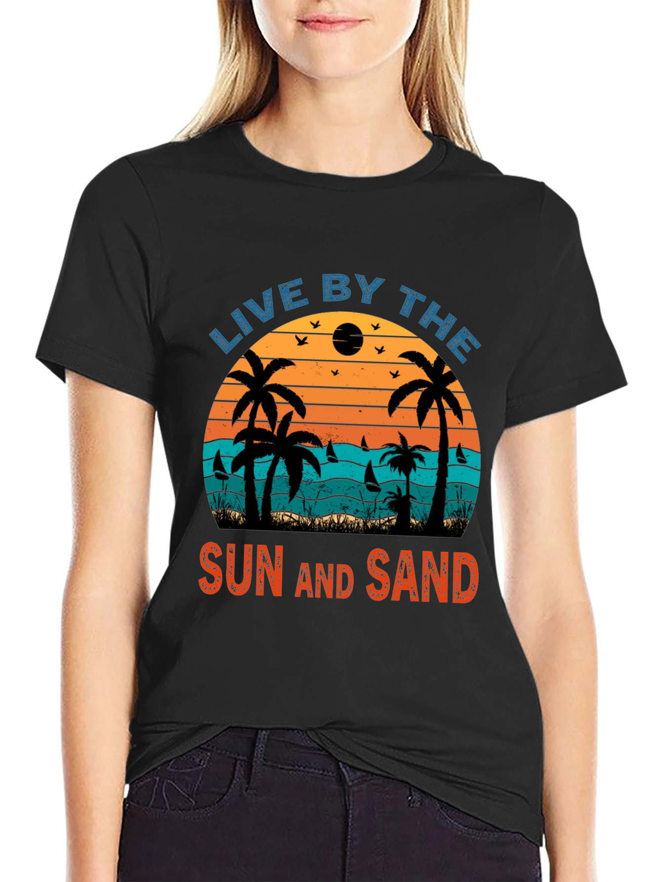 Black Live By The Sun and Sand Graphic T-Shirt view 2