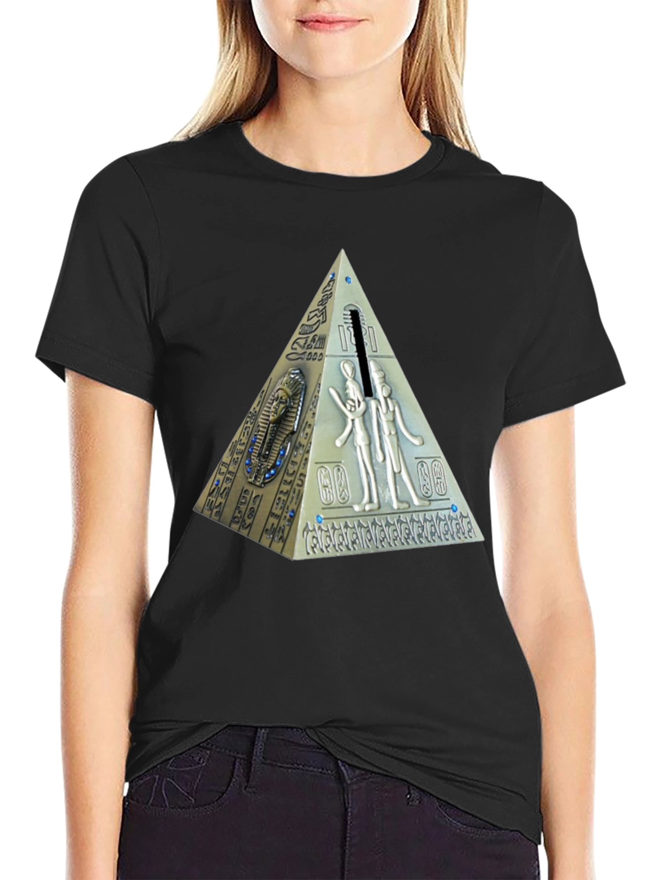 Black Egyptian Pyramid Graphic T-Shirt - Black view 2