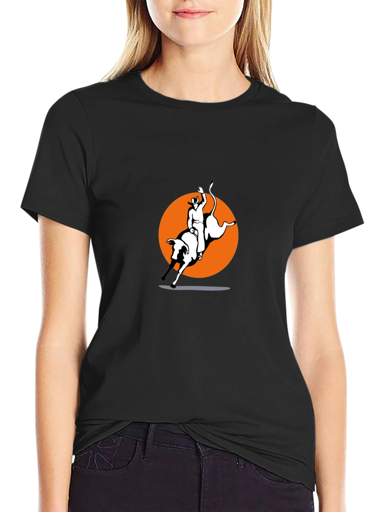 Black Bull Riding Graphic Tee - Cowboy Style view 2