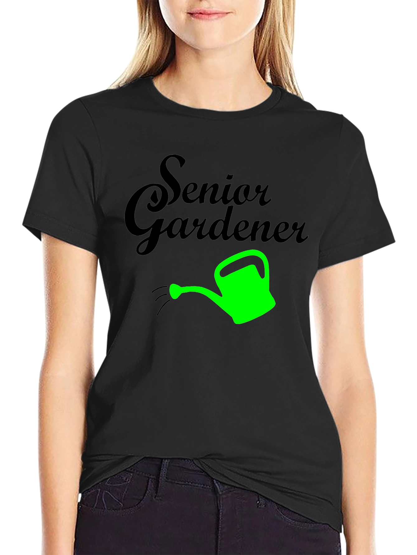 Black Senior Gardener T-Shirt - Black Graphic Tee view 2