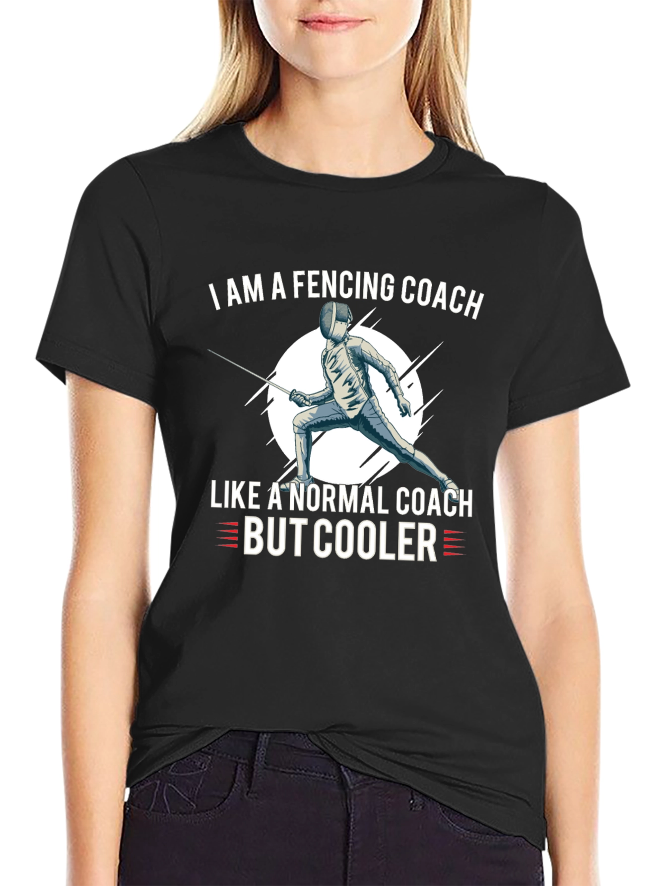 Black Fencing Coach T-Shirt - Like a Normal Coach, But Cooler view 2