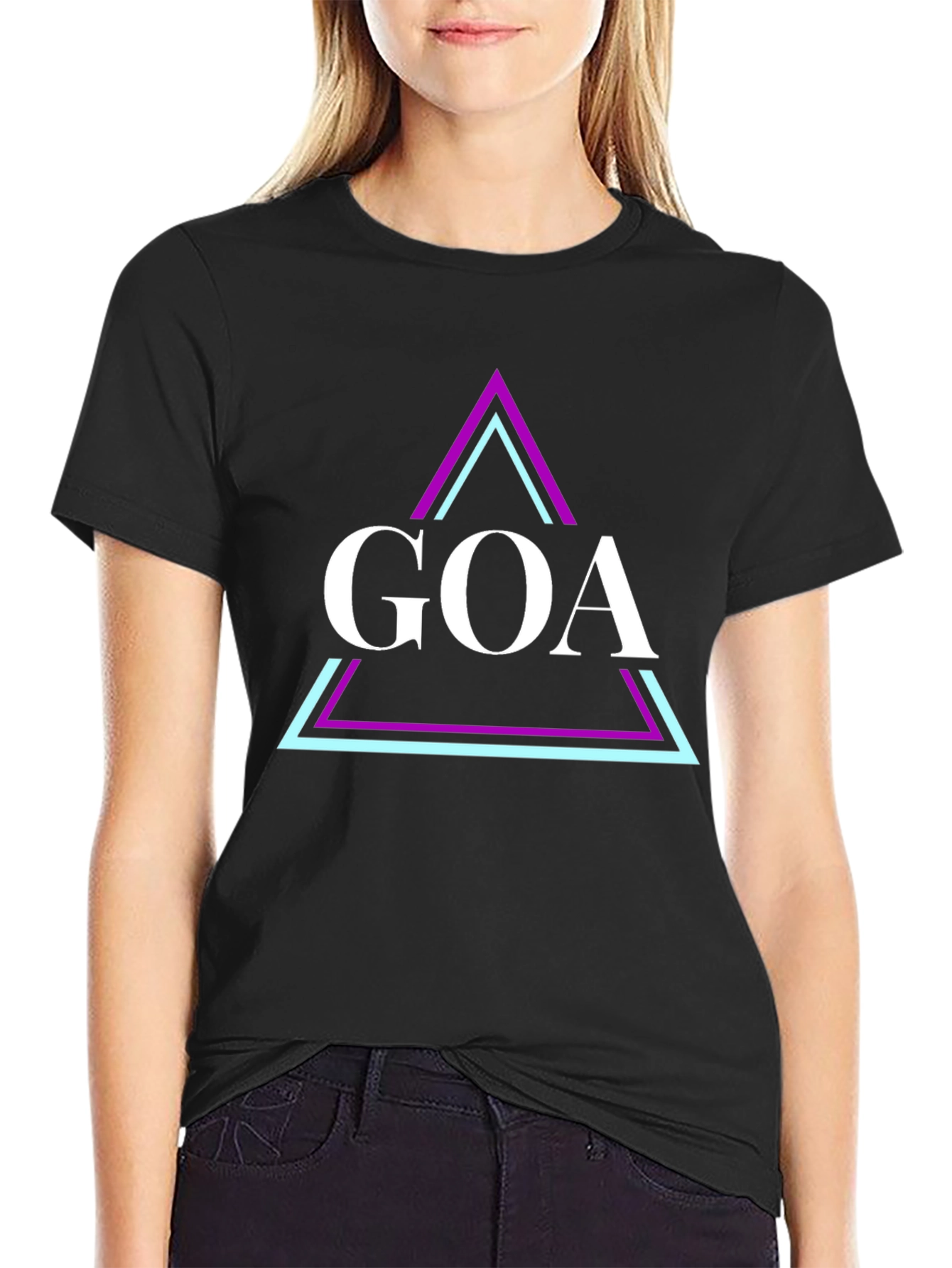 Black GOA Graphic Tee - Black Cotton Blend T-Shirt view 2